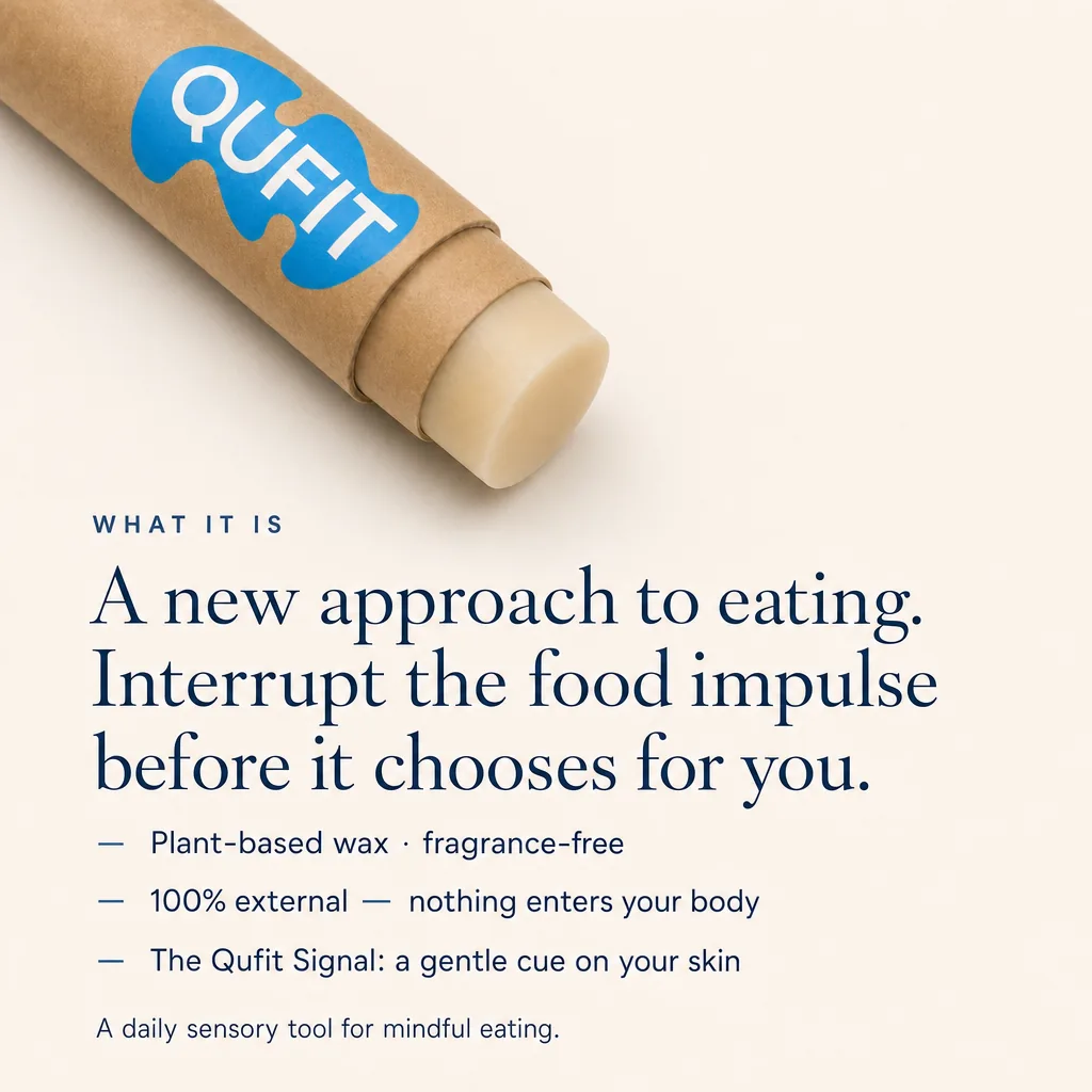 What Qufit is — plant-based wax, 100% external, the Qufit Signal